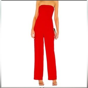 NBD - Strapless Red Jumpsuit, XS